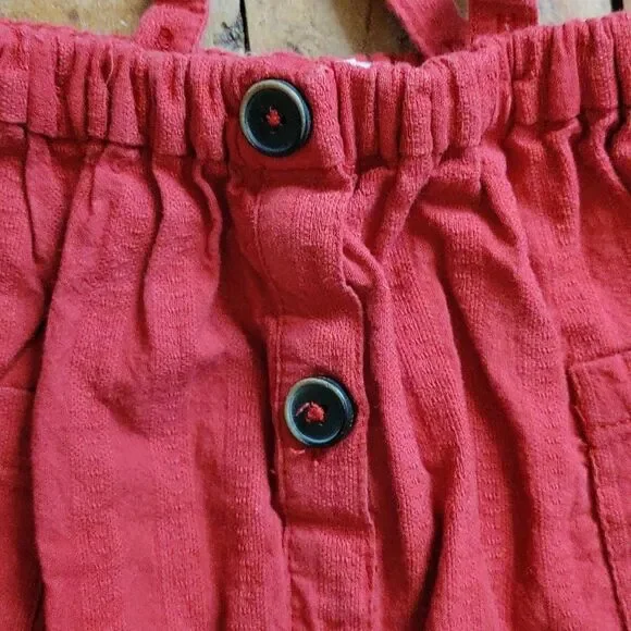Zara skirt size 2 to 3 years red overalls skirt cotton adjustable spring boho - Picture 2 of 8
